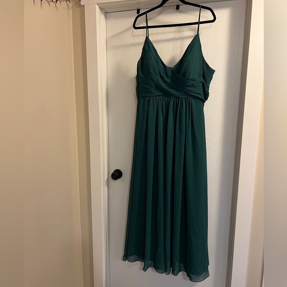 Floor Length Forest Green Chiffon Dress